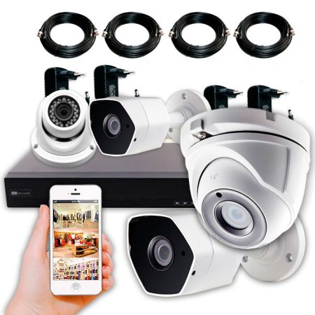 KIT TIENDA - Kit CCTV 4 cámaras de 5 Megapíxeles con grabador