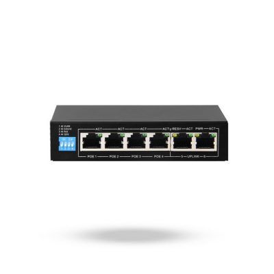 Switch PoE 4 puertos RJ45 10/100/1000 Mbps + 2 Uplink