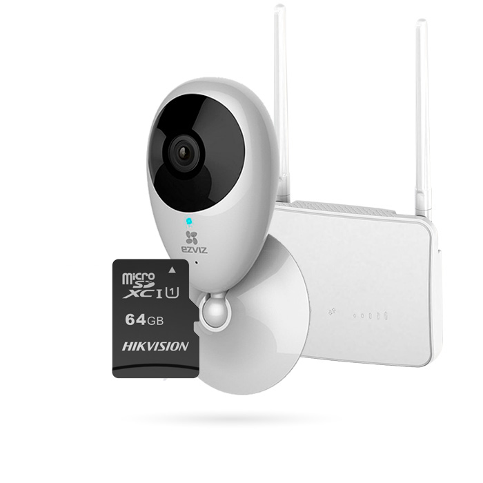 Kit vigilancia 2mp 1 cámara Grabador Memoria Cableado y cartel