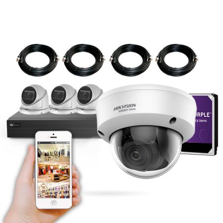 Kit cctv 4K con 4 cámaras domos aptas para exterior KIT PERFUMERIA