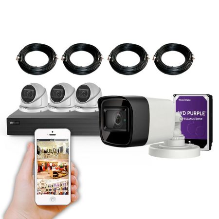 Kit cctv 4K con 4 cámaras domos aptas para exterior KIT PERFUMERIA