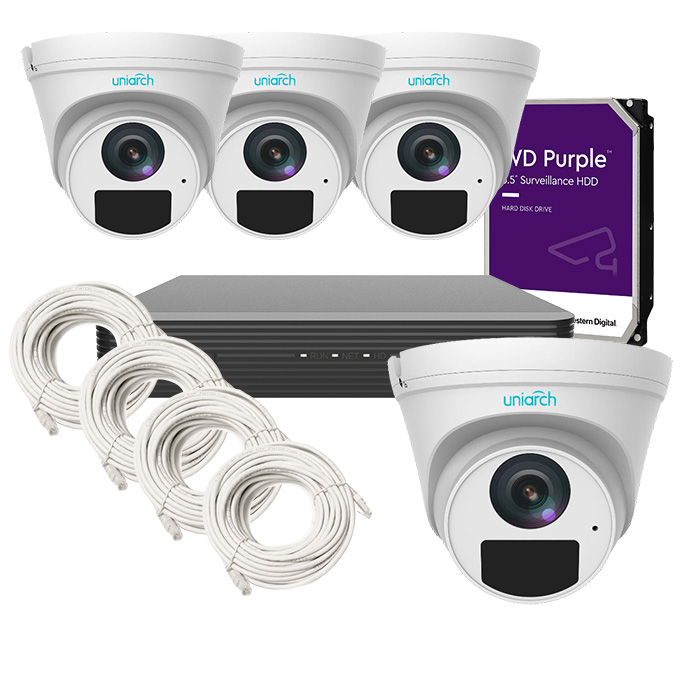 Kit videovigilancia IP PoE con 4 domos y grabador con disco duro