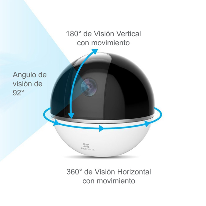 Cámara de vigilancia IP  Ezviz TY1, 360º, FHD, 2MP, Visión nocturna,  Detección de movimiento, Blanco