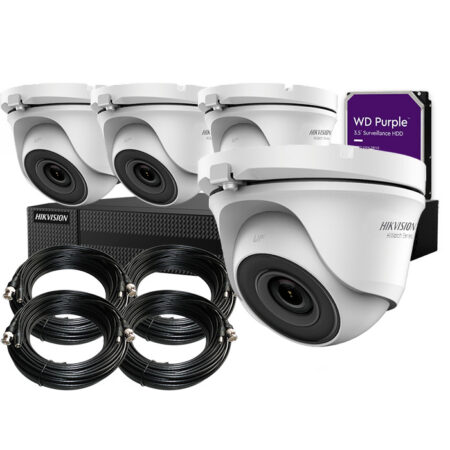 Kit 4 Cámaras Domo HIKVISION CCTV 5MP con Grabador y Disco Duro
