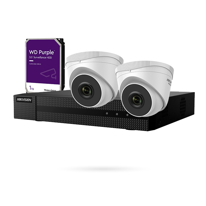 Kit 2 cámaras Hikvision IP PoE de exterior con grabador y disco duro 1 TB