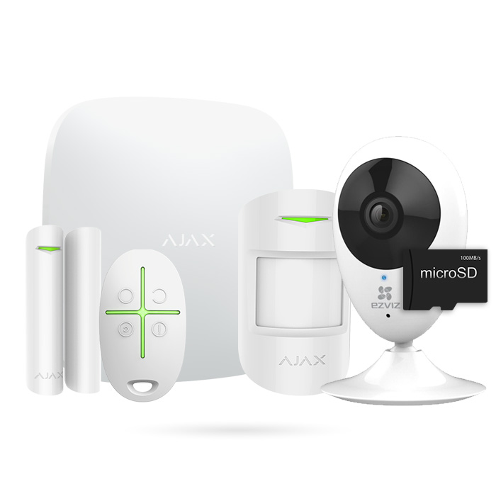 Kit Ajax de alarma antirrobo para casa con HUB 2 y cámara wifi con grabación