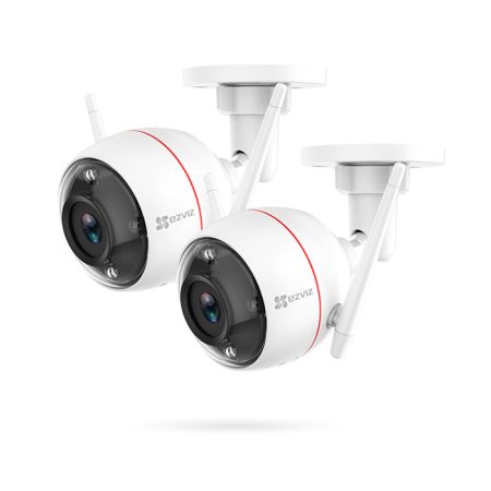 Pack x 2 Cámaras de Visión Nocturna a Color EZVIZ C3W NIGHT VISION con Defensa Activa con Luz y Sonido de Exterior