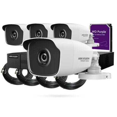 Kit 4 Cámaras de Videovigilancia Bullet HIKVISION Full HD CCTV con Grabador y Disco Duro