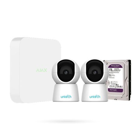 Kit 2 Cámaras de Seguridad Interior con Grabador AJAX y Disco Duro 1Tb