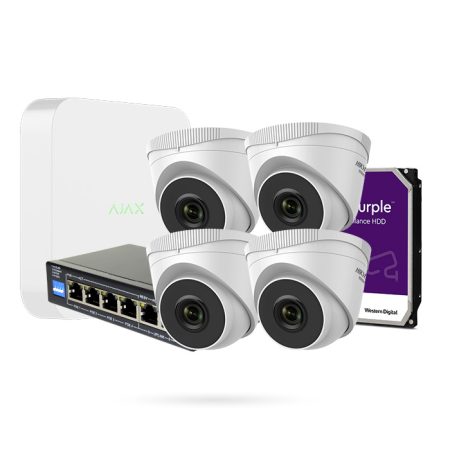 Kit de 4 cámaras IP PoE 4MP Exterior con Grabador AJAX y Disco Duro