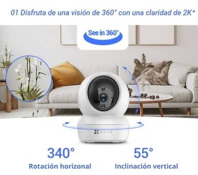 Esta cámara para casa wifi gira y se inclina para una vigilancia de todos los rincones