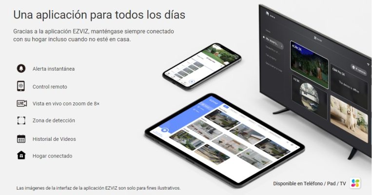 App multifuncional de la Ezviz H6C que ofrece una variedad de características