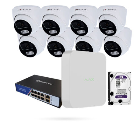 Kit 8 Cámaras de Vigilancia para Ajax IBINTEL Exterior + NVR Ajax + Switch PoE