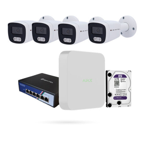 Kit de 4 Cámaras para Alarma Ajax IBINTEL Exterior + NVR Ajax + Switch PoE