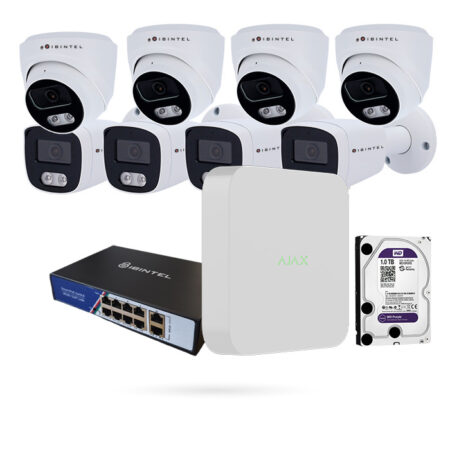 Kit 8 Cámaras de Seguridad para Ajax IBINTEL Exterior + NVR Ajax + Switch PoE