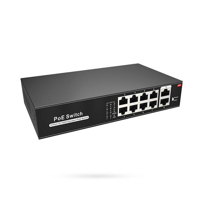 Switch 8 Puertos PoE 96W 2Uplink Modos Ai Vlan Qos PoE CCTV Extend Instalación Fácil Sobremesa
