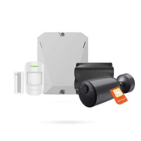 Kit Alarma Sin Electricidad Ajax con Hub BP 4G + Batería 95Ah + DoorProtect + MotionProtect + Cámara Ezviz EB3 4G + SIM Datos