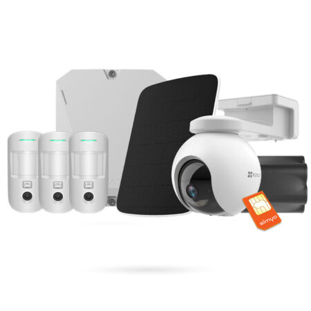 Kit Alarma Sin Internet con AJAX HUB BP 4G + 3x MOTIOMCAM + EZVIZ EB8 4G + Panel Solar + SIM Datos